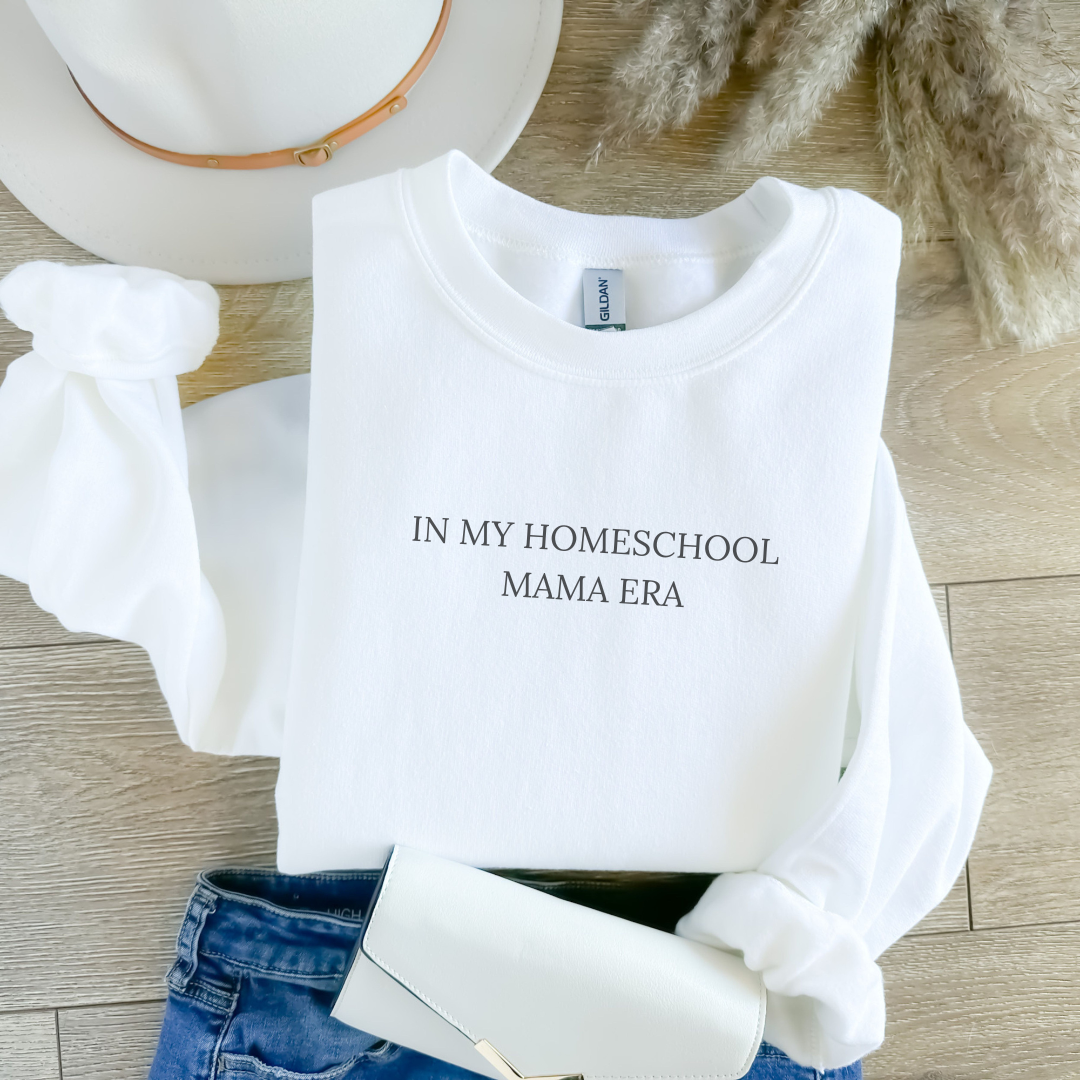 "In my homeschool mama era" Crewneck Sweatshirt